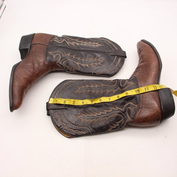 Tony Lama Brown and Black Cowboy Boots - Picture 6 of 9